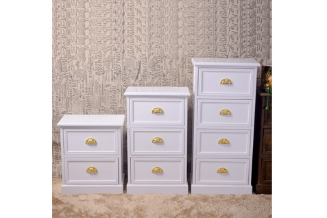 Bedside Table Drawers (G103) white all